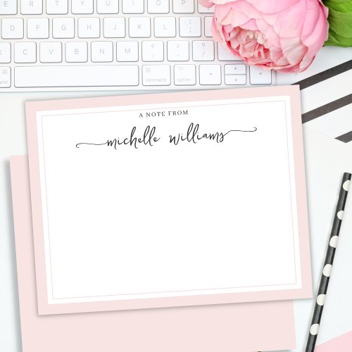 Girly Elegant Calligraphy Script Blush Note From