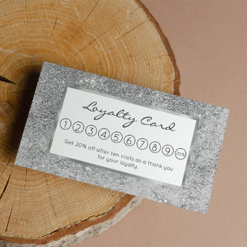 Girly Elegant Chic Silver Glitter Marble Loyalty Card by kicksdesign at Zazzle