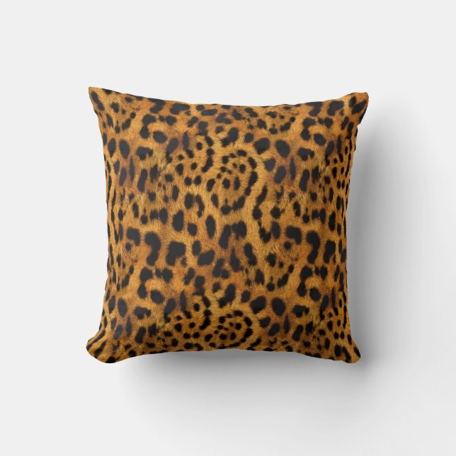 Girly Elegant Chic Wild Jaguar Skin Print Throw Pillow (Front)