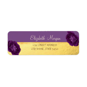 Girly Elegant,Gold,Purple,Roses Address Label