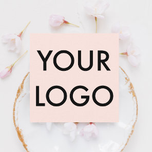 Girly Elegant Logo Professional Blush Pink Square Business Card