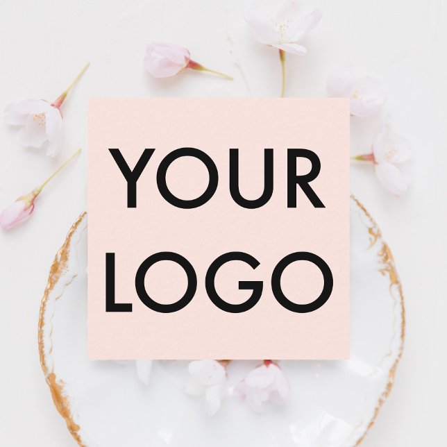 Girly Elegant Logo Professional Blush Pink Square Business Card (Creator Uploaded)