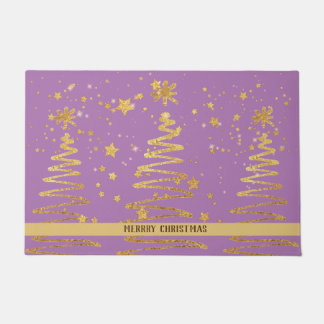 Girly elegant luxury modern glitter tree purple doormat