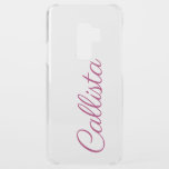 Girly Elegant Neon Pink Monogram Personalized Name Uncommon Samsung Galaxy S9 Plus Case<br><div class="desc">Simple,  elegant,  modern,  and trendy neon bright pink calligraphy typography monogram personalized name on transparent clear background. Just customize with your own name or phrase.</div>