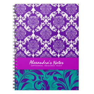 Girly Elegant Purple & Greene Floral Damasks Notebook