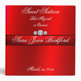 Girly, Elegant Red Sweet Sixteen, Photo album 3 Ring Binder