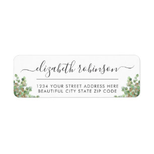 Girly Elegant Script Greenery Address Label