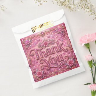 Girly Elegant Sparkly Blush Pink Rose Thank You Favor Bag