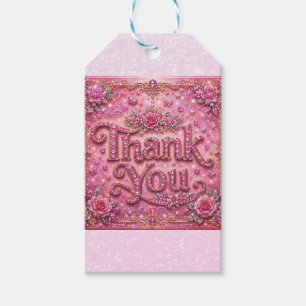 Girly Elegant Sparkly Blush Pink Rose Thank You Gift Tags