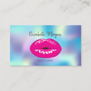 Girly ElegantHolographic ,Lips , Makeup ,Glittery Business Card