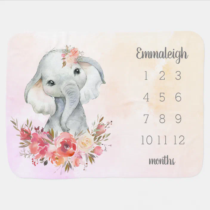 girly elephant boho chic milestone baby blanket zazzle