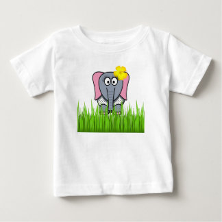 Girly Elephant In The Grass Baby T-Shirt