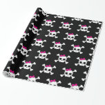 girly emo punk skull crossbones wrapping paper