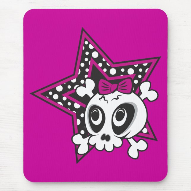 Girly Emo Skull Mouse Pad (Front)