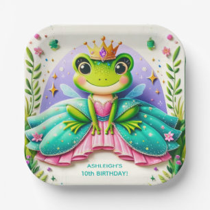 Girly Fairy Tale Frog Princess Birthday Party Paper Plates