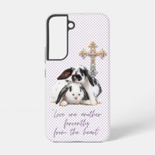 Girly Faith Grey Dot Rabbit Pastel Cross Samsung Galaxy S22 Case
