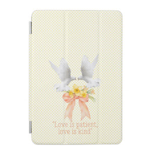 Girly Faith Peach Floral Bow Dots White Doves iPad Mini Cover