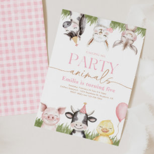 Girly Farm Birthday Invitations