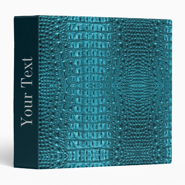 girly fashion turquoise blue Alligator Leather Binder (Front/Spine)
