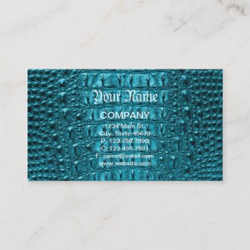 Girly Fashion Turquoise Blue Alligator Leather Business Card by WhenWestMeetEast at Zazzle