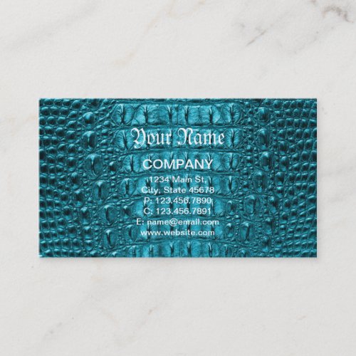 girly fashion turquoise blue Alligator Leather Business Card