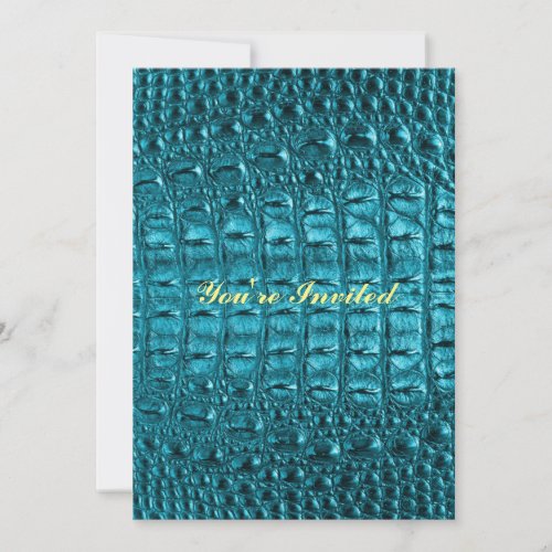 girly fashion turquoise blue Alligator Leather Invitation