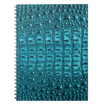 Girly Fashion Turquoise Blue Alligator Leather Notebook by WhenWestMeetEast at Zazzle