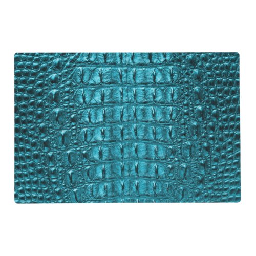 girly fashion turquoise blue Alligator Leather Placemat