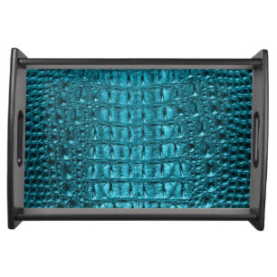 girly fashion turquoise blue Alligator Leather Serving Tray