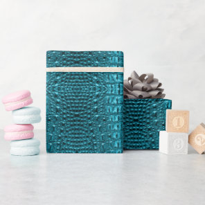 girly fashion turquoise blue Alligator Leather Wrapping Paper