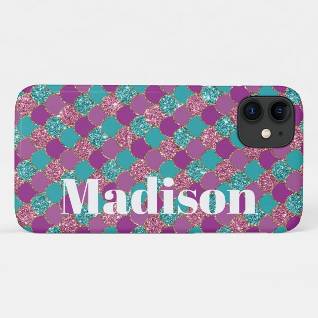 Girly Faux Glitter Mermaid Scales Pattern Case-Mat Case-Mate iPhone Case (Back (Horizontal))
