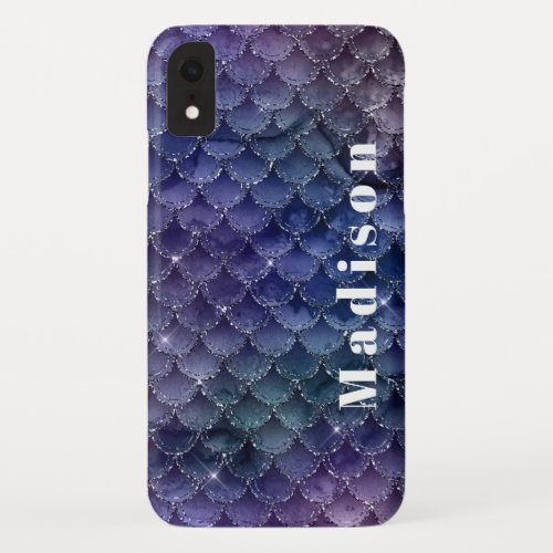 Girly Faux Glitter Mermaid Scales Pattern Case_Mat iPhone XR Case