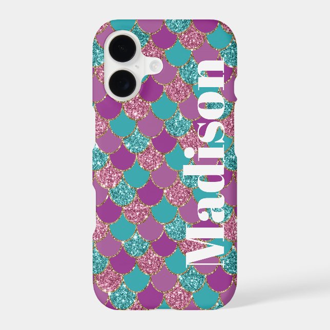 Girly Faux Glitter Mermaid Scales Pattern Case-Mat Iphone Case (Back)