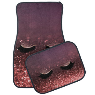 Girly Faux Lashes, Glitter Bokeh Car Floor Mat