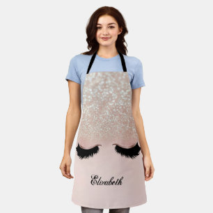 Girly Faux Lashes, Glitter Bokeh Ombre Apron