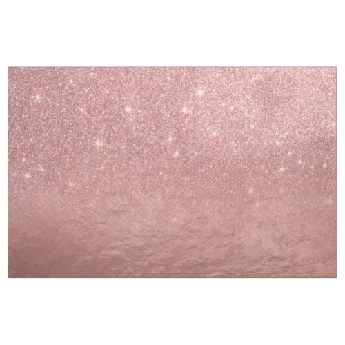 Girly Faux Rose Gold Glitter Crumbled Foil Ombre Fabric