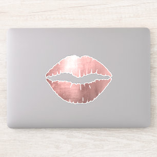 Girly Faux Rose Gold Ombre Foil Lipstick Kiss Sticker