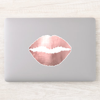 Girly Faux Rose Gold Ombre Foil Lipstick Kiss Sticker