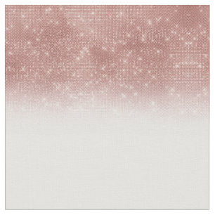 Girly Faux Rose Gold Sequin Glitter White Ombre Fabric