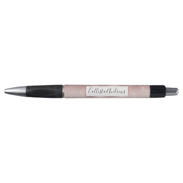 Girly Faux Rose Gold Sequin Glitter White Ombre Pen (Front)