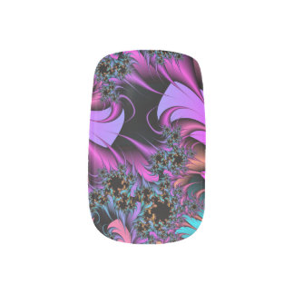 Girly Feathers Fractal Nail Art