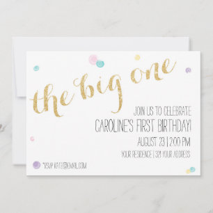 Girly First Birthday Invitation - Glitter Gold