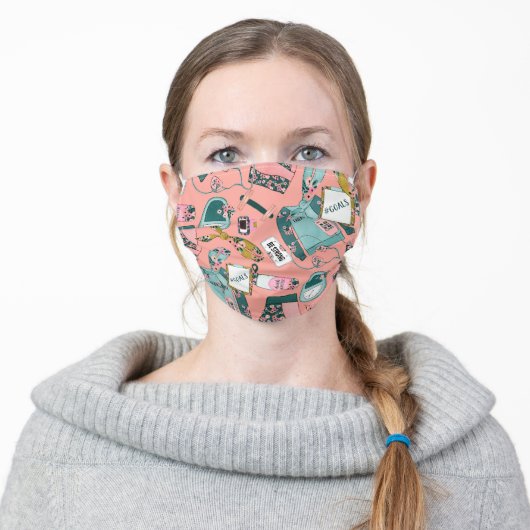 Girly Fitness Pattern Adult Cloth Face Mask (Worn)