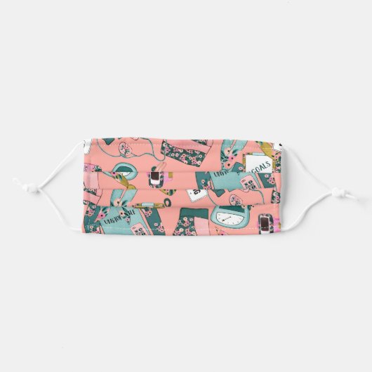 Girly Fitness Pattern Adult Cloth Face Mask (Front, Folded)