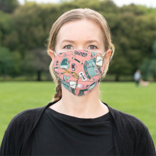 Girly Fitness Pattern Adult Cloth Face Mask (Outside)