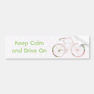 Girly Floral Bicycle Bumper Sticker