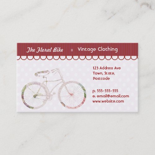 Girly Floral Bicycle Business Cards