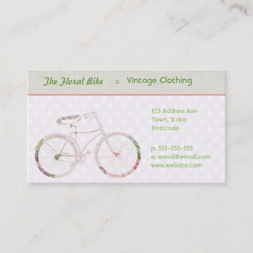 Girly Floral Bike Business Cards