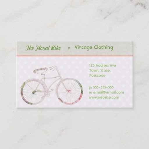 Customizable Girly Floral Bike Business Cards