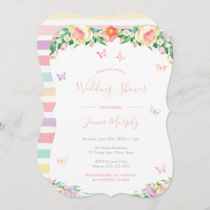 Girly Floral Butterflies Fairy Tale Bridal Shower Invitation